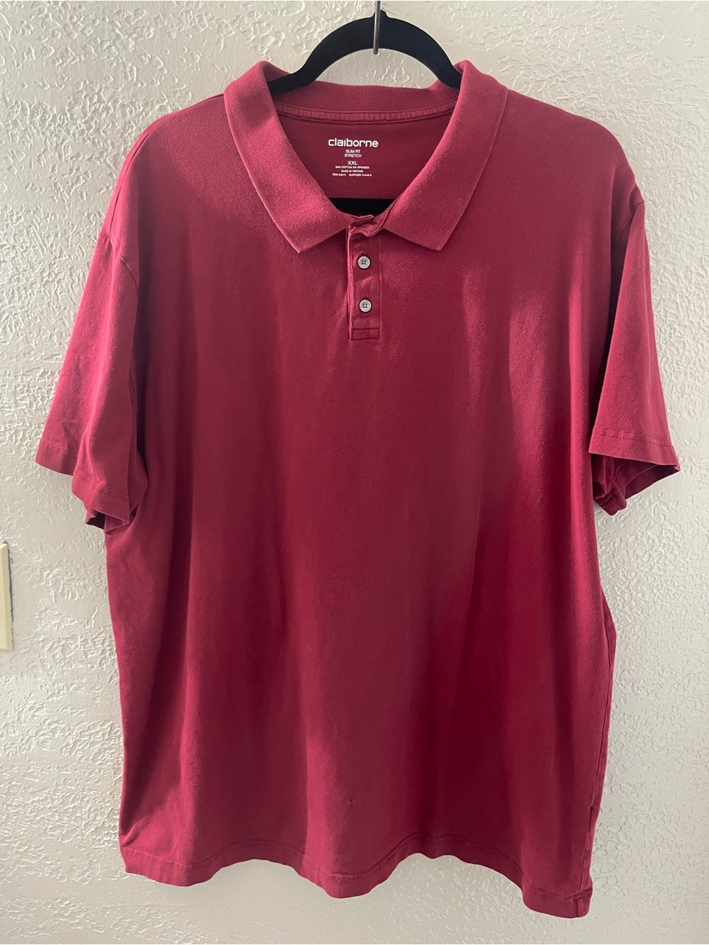 Claiborne Men's Burgundy Slim Fit Stretch Polo Shirt Size XXL